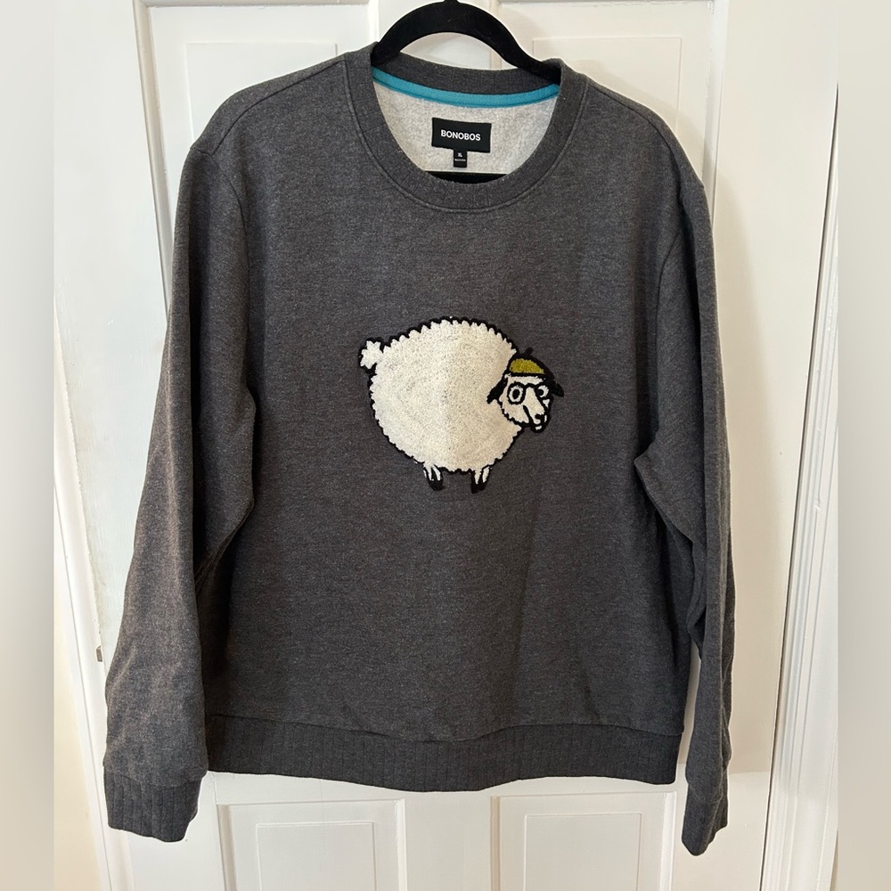 BONOBOS CRITTER SUPER SOFT FLEECE CREWNECK SWEATSHIRT: SHEEP SMARTS XL